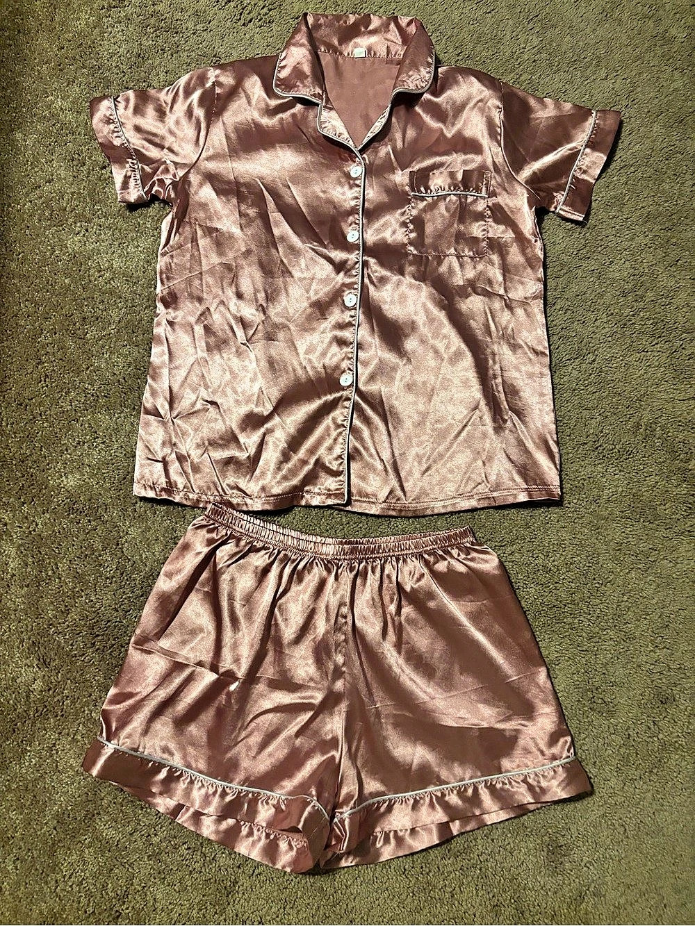Satin Pajama Set in Pink Like New
